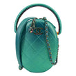 CHANEL Metallic Oval Quilted Caviar Leather Camera Bag Turquoise