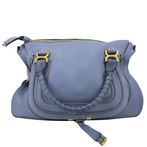 CHLOE Marcie Calfskin Leather Satchel Bag Blue