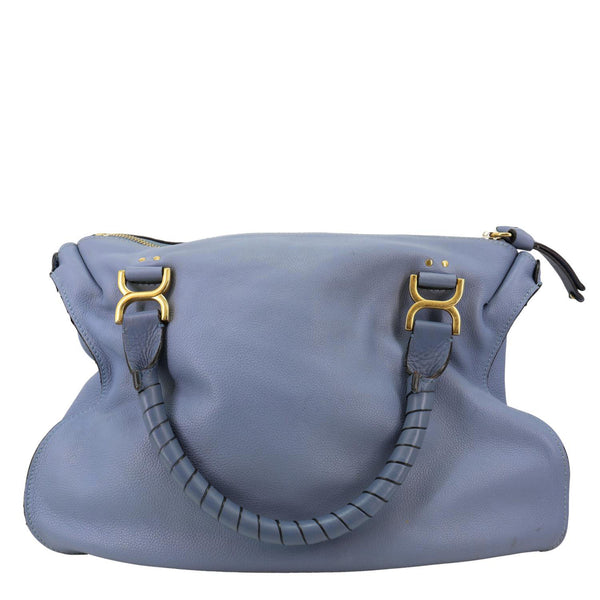 CHLOE Marcie Calfskin Leather Satchel Bag Blue
