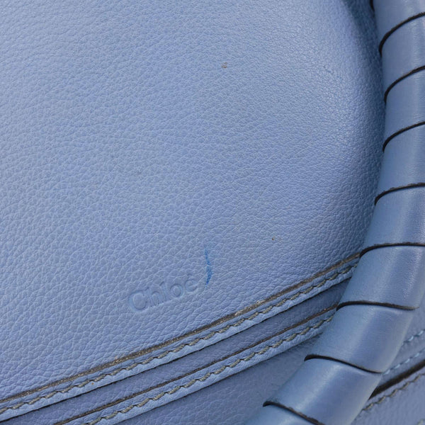 CHLOE Marcie Calfskin Leather Satchel Bag Blue