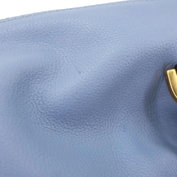 CHLOE Marcie Calfskin Leather Satchel Bag Blue