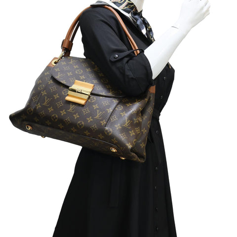LOUIS VUITTON Olympe Monogram Canvas Satchel Bag Brown