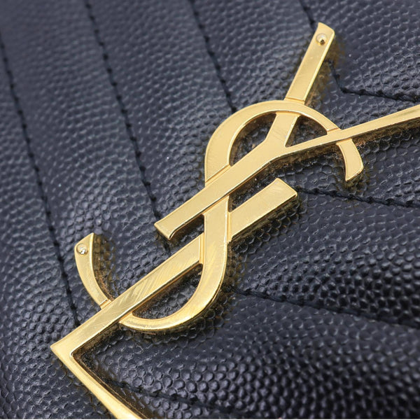 YVES SAINT LAURENT Classic Envelope Cassandre Leather Chain Crossbody Bag Black
