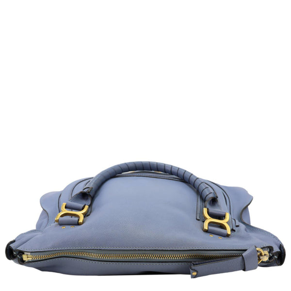 CHLOE Marcie Calfskin Leather Satchel Bag Blue