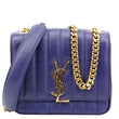 YVES SAINT LAURENT Vicky Medium Matelasse Lambskin Chain Crossbody Bag Blue