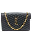 YVES SAINT LAURENT Classic Envelope Cassandre Leather Chain Crossbody Bag Black