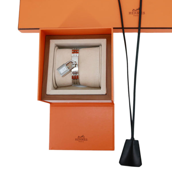 HERMES Kelly Mini Model Stainless Steel Chain Bracelet Watch Silver 16mm