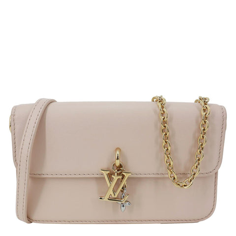 LOUIS VUITTON LV Bloom Calfskin Leather Wallet On Chain Pink