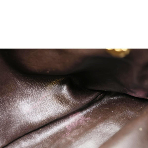 CHANEL Vintage Quilted Lambskin Leather Chain Shoulder Bag Brown