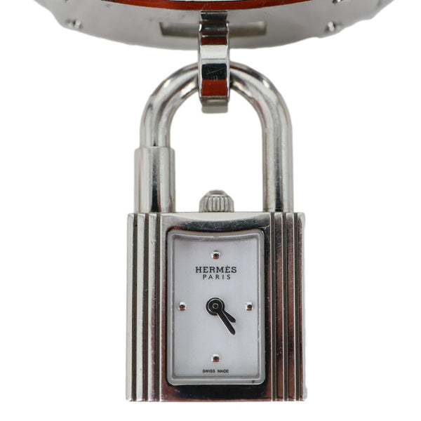 HERMES Kelly Mini Model Stainless Steel Chain Bracelet Watch Silver 16mm