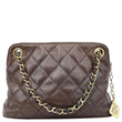 CHANEL Vintage Quilted Lambskin Leather Chain Shoulder Bag Brown