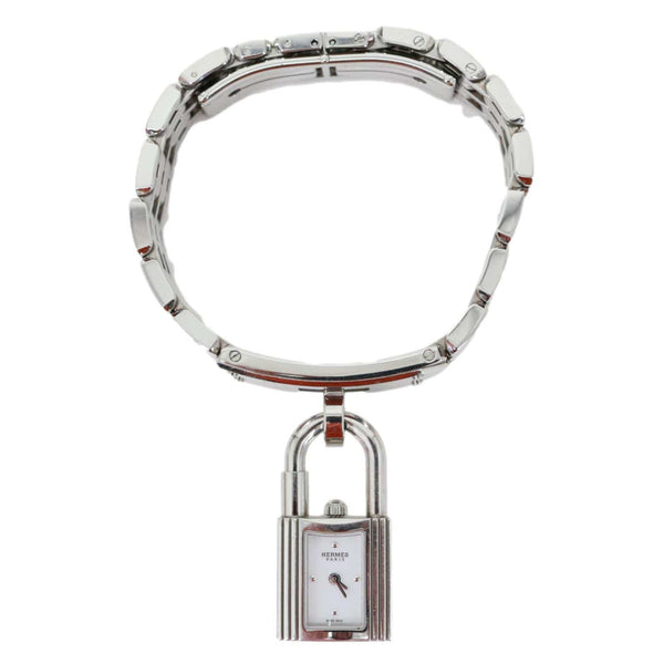 HERMES Kelly Mini Model Stainless Steel Chain Bracelet Watch Silver 16mm