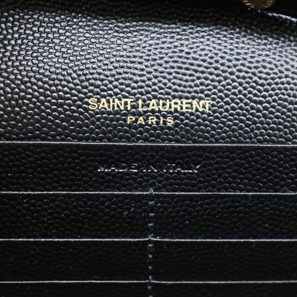 YVES SAINT LAURENT Classic Envelope Cassandre Leather Chain Crossbody Bag Black