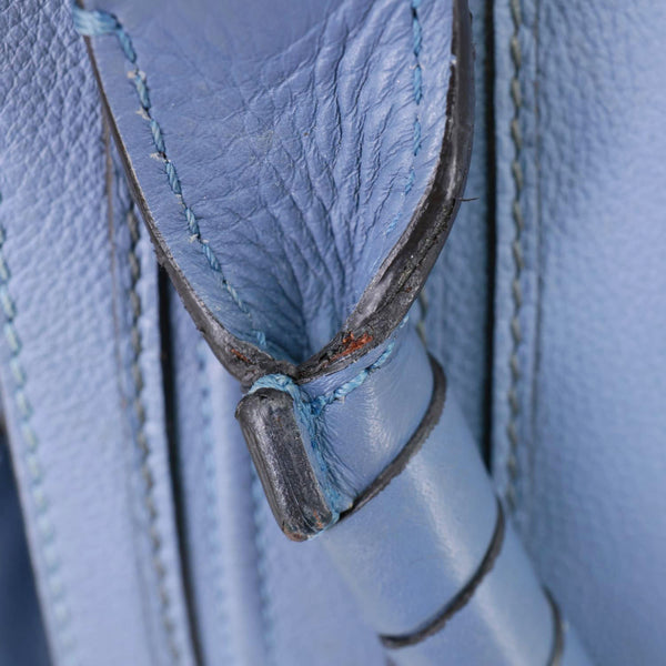 CHLOE Marcie Calfskin Leather Satchel Bag Blue