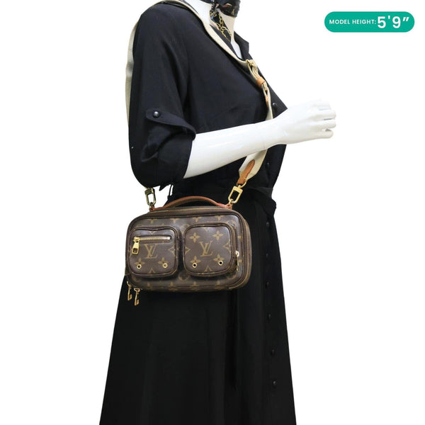 LOUIS VUITTON Utility Monogram Canvas Crossbody Bag Brown