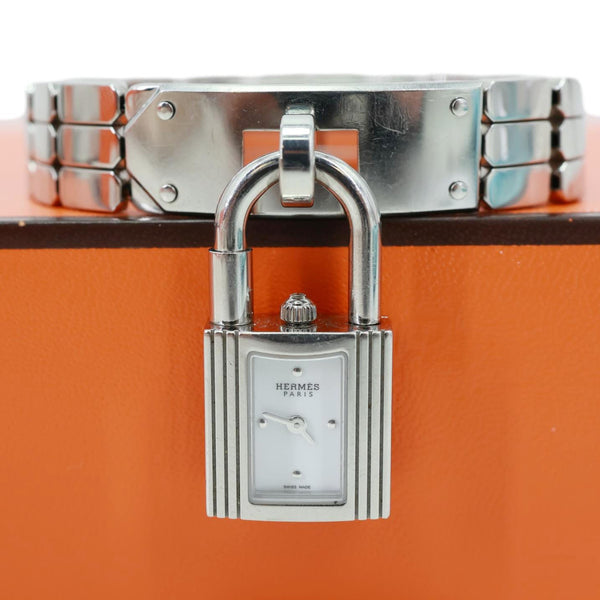 HERMES Kelly Mini Model Stainless Steel Chain Bracelet Watch Silver 16mm