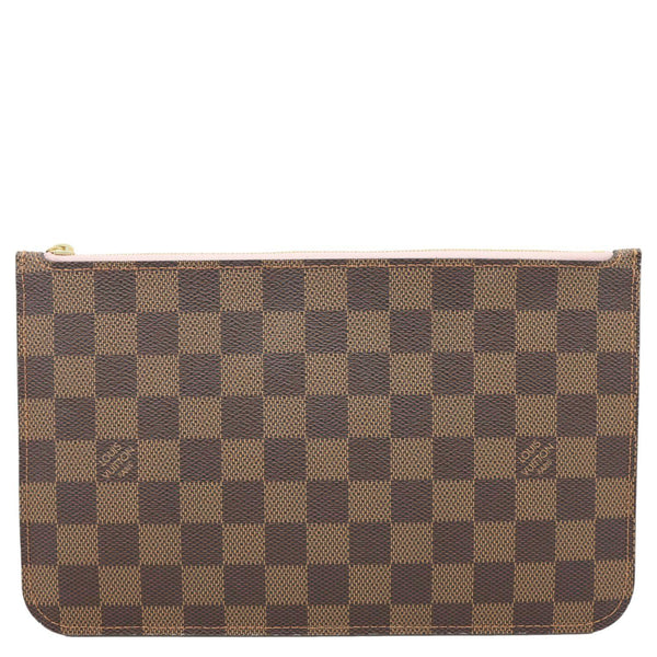 LOUIS VUITTON Neverfull Damier Ebene Wristlet Pouch Rose Ballerine