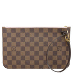 LOUIS VUITTON Neverfull Damier Ebene Wristlet Pouch Rose Ballerine
