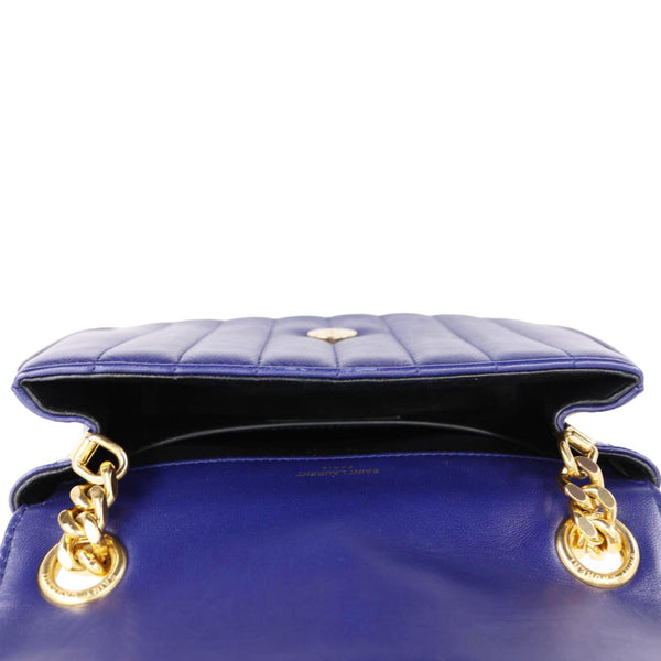YVES SAINT LAURENT Vicky Medium Matelasse Lambskin Chain Crossbody Bag Blue