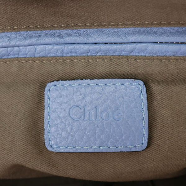 CHLOE Marcie Calfskin Leather Satchel Bag Blue