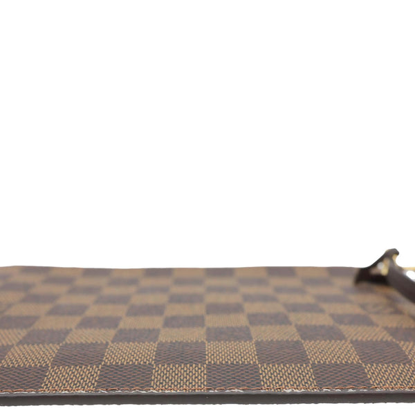 LOUIS VUITTON Neverfull Damier Ebene Wristlet Pouch Rose Ballerine
