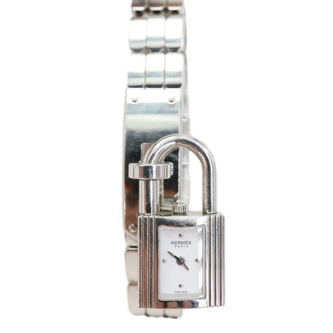 HERMES Kelly Mini Model Stainless Steel Chain Bracelet Watch Silver 16mm