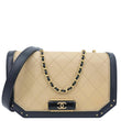 CHANEL Octagon CC Clasp Flap Medium Quilted Leather Crossbody Bag Beige