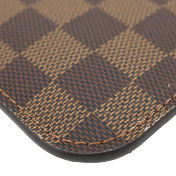 LOUIS VUITTON Neverfull Damier Ebene Wristlet Pouch Rose Ballerine