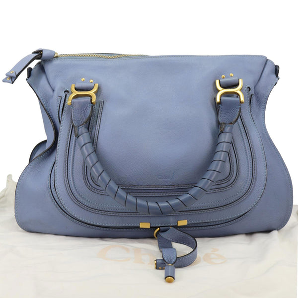 CHLOE Marcie Calfskin Leather Satchel Bag Blue