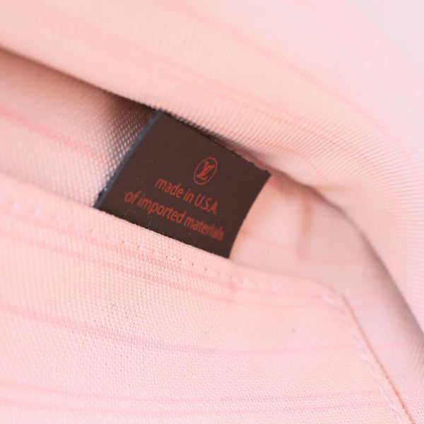 LOUIS VUITTON Neverfull Damier Ebene Wristlet Pouch Rose Ballerine