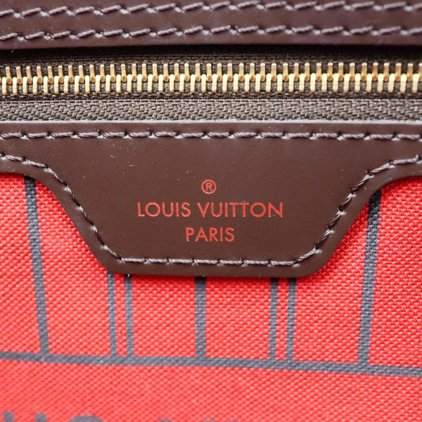 LOUIS VUITTON Neverfull MM Damier Ebene Tote Bag Brown