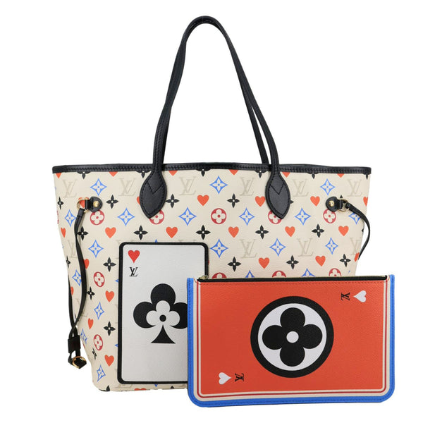 LOUIS VUITTON Game On Neverfull MM Monogram Canvas Tote Bag White