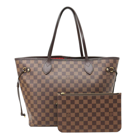 LOUIS VUITTON Neverfull MM Damier Ebene Tote Bag Brown
