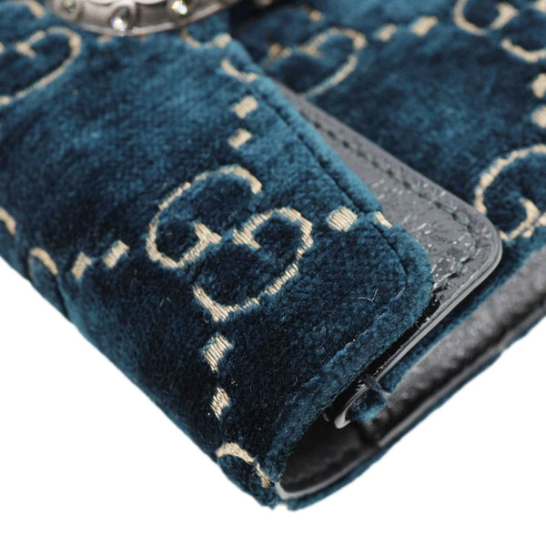 GUCCI Dionysus Super Mini GG Monogram Velvet Crossbody Bag Blue 476432