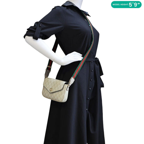 GUCCI Ophidia Pochette GG Supreme Canvas Shoulder Bag Beige 764961
