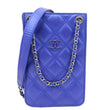CHANEL CC Quilted Leather Crossbody Phone Holder Blue