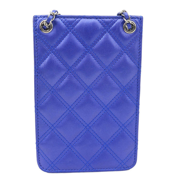 CHANEL CC Quilted Leather Crossbody Phone Holder Blue