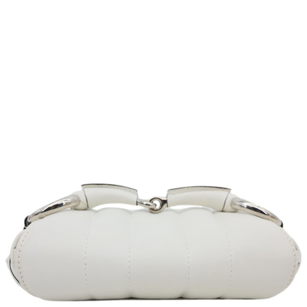 GUCCI Horsebit Quilted Lambskin Leather Chain Shoulder Bag White 764339