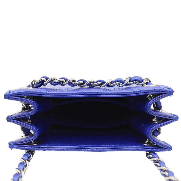 CHANEL CC Quilted Leather Crossbody Phone Holder Blue