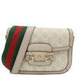 GUCCI Horsebit 1955 Flap Small GG Supreme Canvas Shoulder Bag Beige 658574