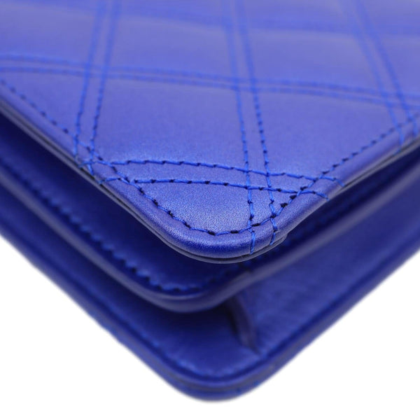 CHANEL CC Quilted Leather Crossbody Phone Holder Blue