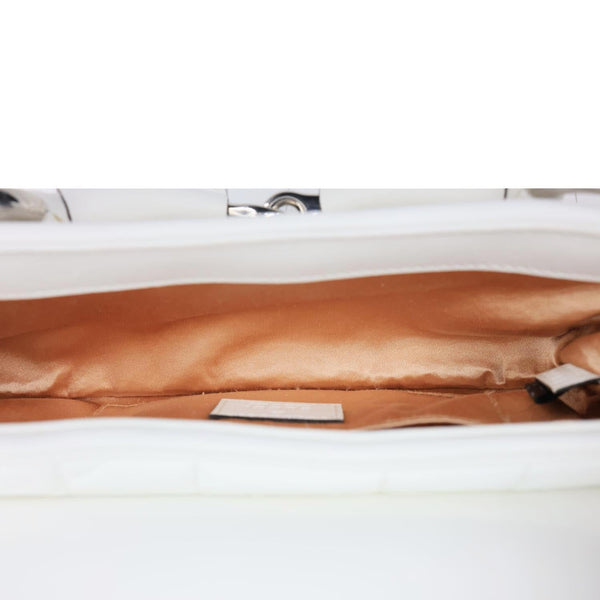 GUCCI Horsebit Quilted Lambskin Leather Chain Shoulder Bag White 764339