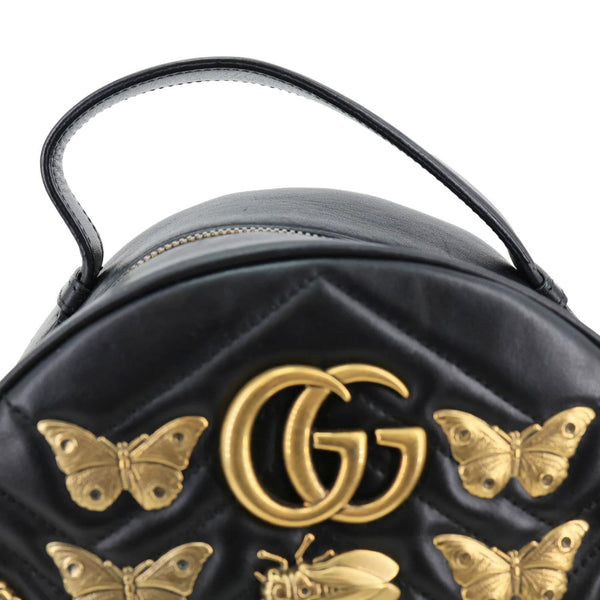 GUCCI GG Marmont Animal Studs Leather Backpack Black 476671