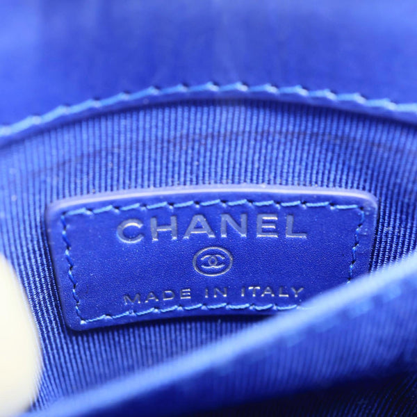 CHANEL CC Quilted Leather Crossbody Phone Holder Blue