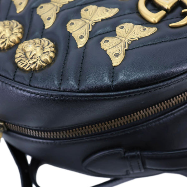 GUCCI GG Marmont Animal Studs Leather Backpack Black 476671