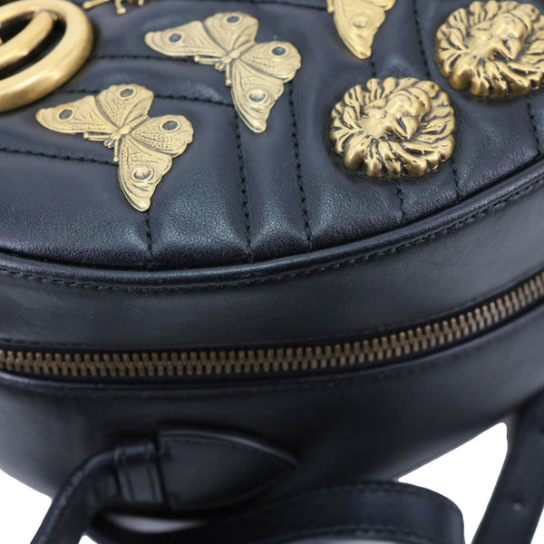 GUCCI GG Marmont Animal Studs Leather Backpack Black 476671