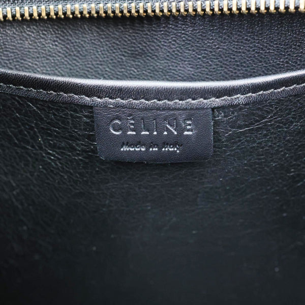 CELINE Nano Luggage Tweed Leather Tote Crossbody Bag Black