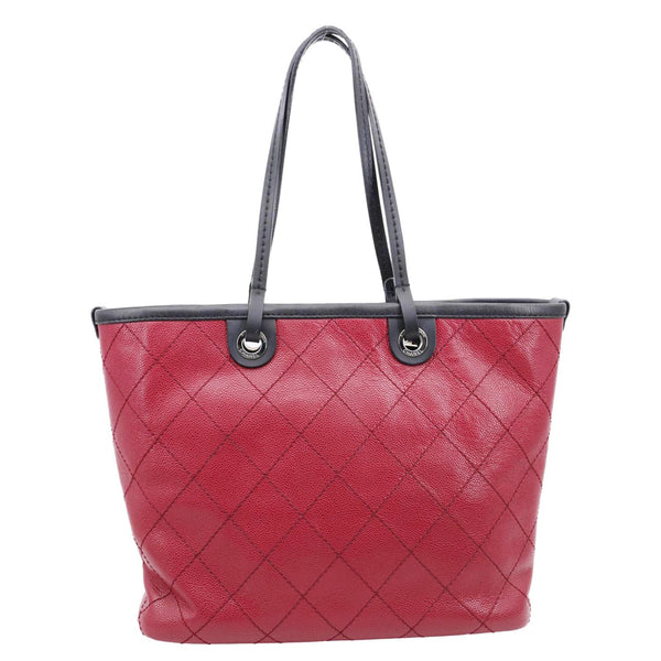 CHANEL Shopping Fever Quilted Caviar Leather Tote Bag Maroon