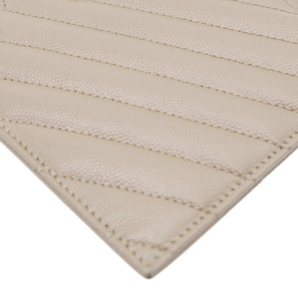 YVES SAINT LAURENT Large Bill Monogram Grain De Poudre Pouch Beige