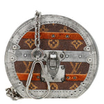 LOUIS VUITTON Micro Boite Chapeau Transformed Monogram Time Trunks Coin Purse Silver
